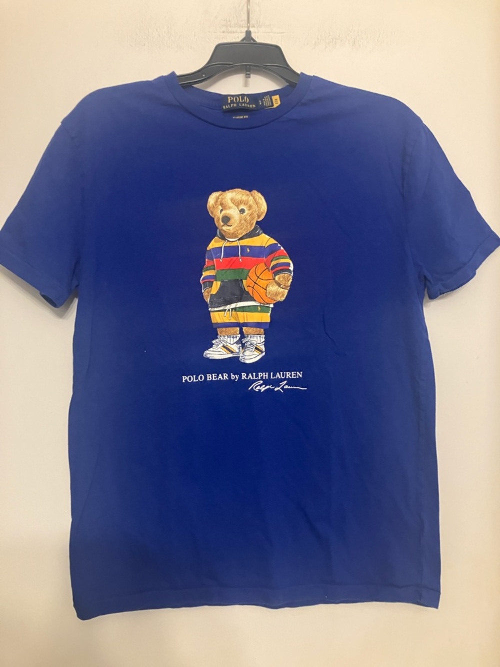 Polo Ralph Lauren polo bear with basket ball short sleeve shirt royal blue small